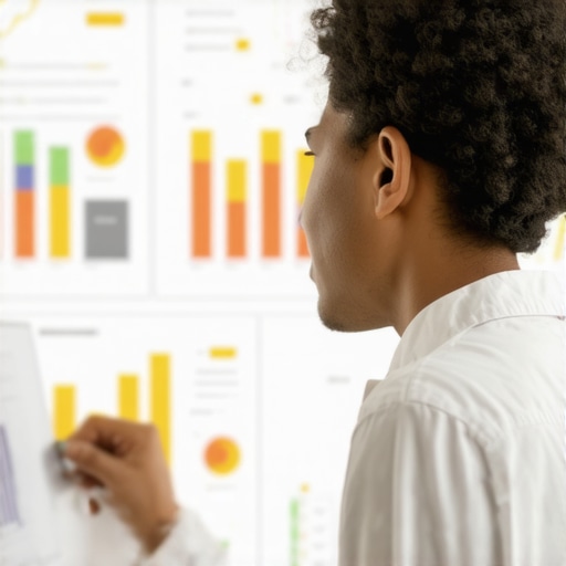 Business owner reviewing competitor analysis charts for local SEO