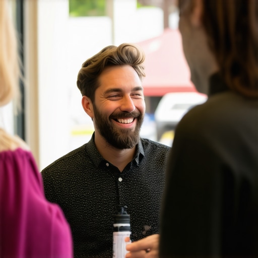 Business owner participating in local community event