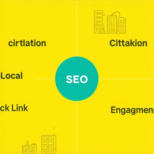 Infographic illustrating citation, backlink, and engagement tactics for local search ranking
