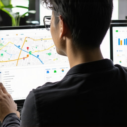 Business owner reviewing local SEO analytics on a computer