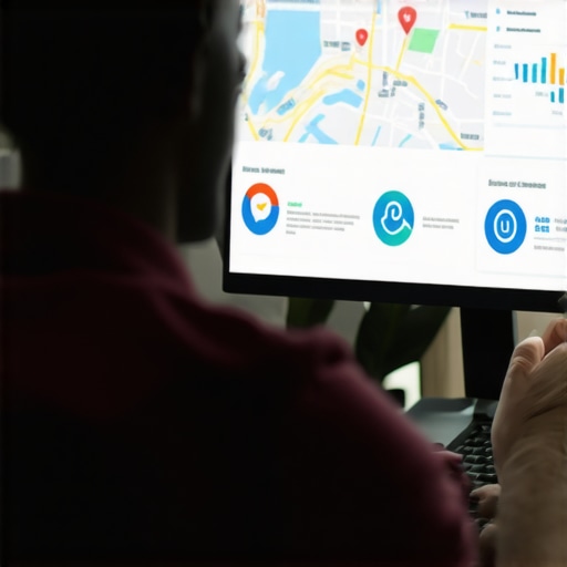 Marketer analyzing local SEO and map pack data on a computer