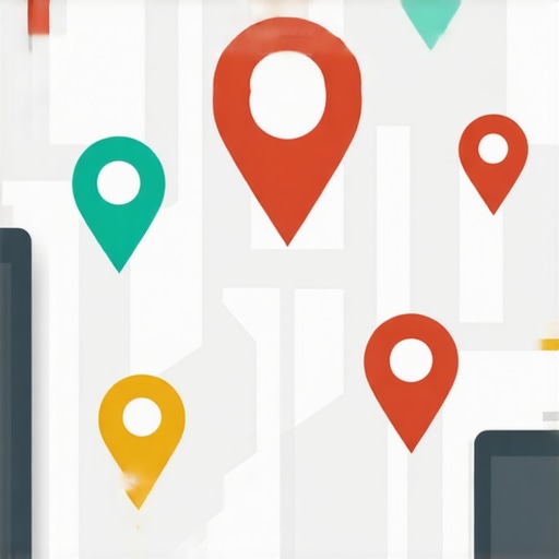 Illustration of local SEO factors impacting Google Maps rankings with icons representing community, keywords, and user engagement.