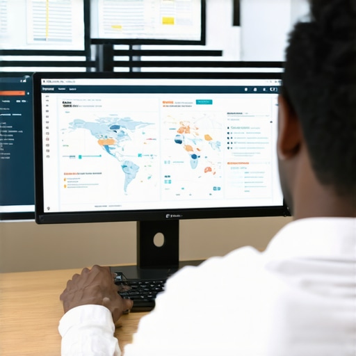 A digital marketer working with maps and analytics tools to optimize local map rankings.