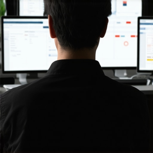 Business Data Audit in Progress Person reviewing and correcting online business listings on various screens