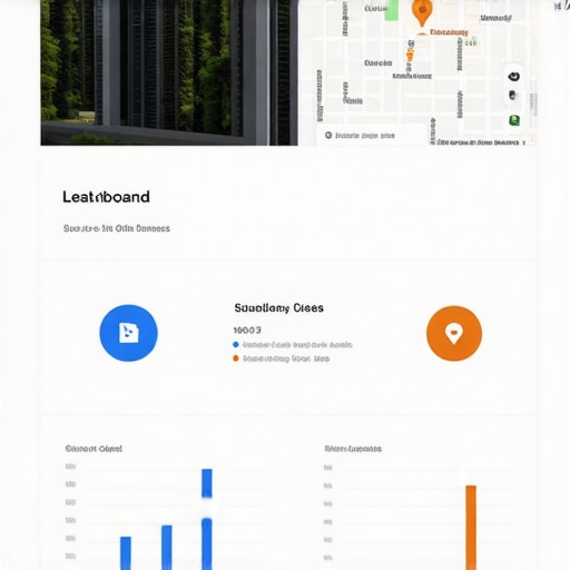 Screenshot of GMB profile analytics with maps and growth charts