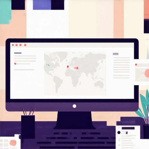 A person working on optimizing a Google My Business profile on a laptop with maps and analytics graphs