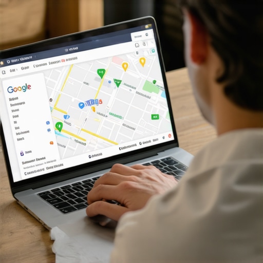 Optimizing Google My Business Profile for Local SEO Business owner editing GMB profile on laptop with latest local pack rankings chart.