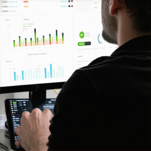 A professional examining local SEO analytics on a computer screen