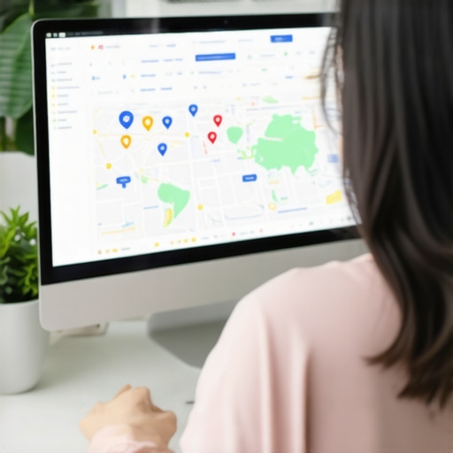 Local SEO Tools in Action Person using SEO tools to analyze map pack performance
