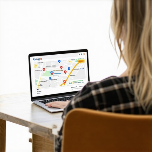 Person working on local SEO strategy with maps and analytics