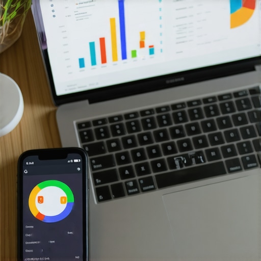 A modern workspace showing devices analyzing local SEO data.