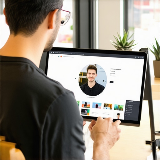 Digital marketer editing Google My Business profile on a computer to improve local search rankings
