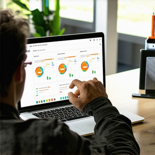 Business owner working on local SEO dashboard on laptop, highlighting active monitoring and maintenance.