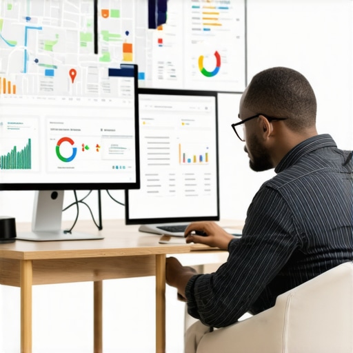 Person reviewing Google Maps SEO performance data on a computer screen.